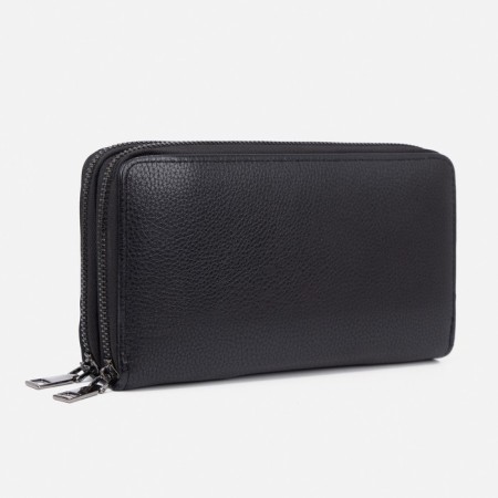 Male purse on lightning, department for bills, for maps, for coins, black color