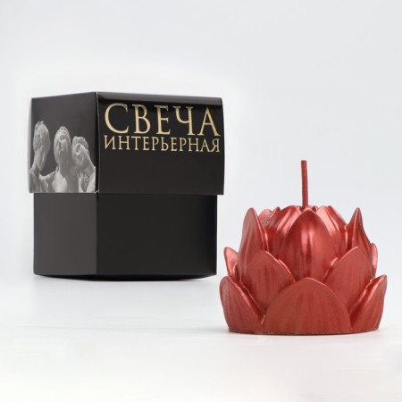 Figure candle "Lotus", 6.6x6.5 cm, red, in the box-3