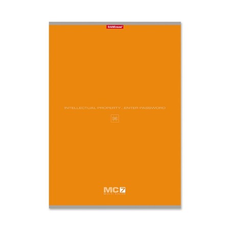 A4 notebook, 96 sheets in the cage on the Erichkrause MC-7 bracket, covered cardboard, block offset, whiteness 100%, mix-3