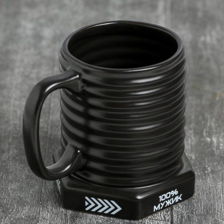 Ceramic Coramic mug “100% man”, 400 ml, black color-2