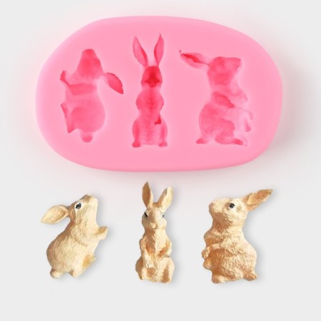 Mold Dolyana "Rabbit", silicone, 8 × 5 × 1 cm, color mix