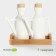 Porcelain sauces containers on a bamboo stand Bellatenero, 3 objects: 2 saucepan 420 ml, stand 17 × 7.2 × 17 cm, white color
