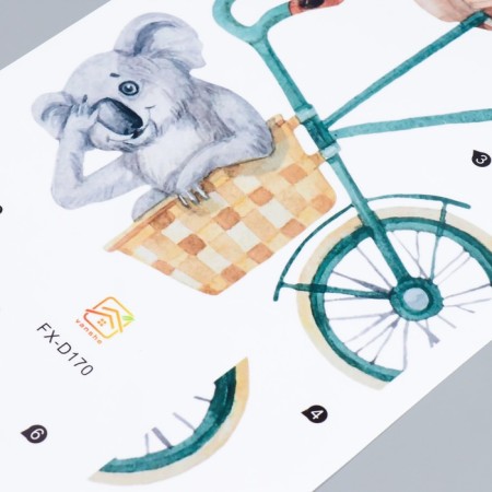 Sticker Plastic Interior Color "Giraffe on a bicycle rinses animals" 30x90 cm-2