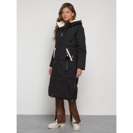 Coat insulated winter female, size 50, black color-1