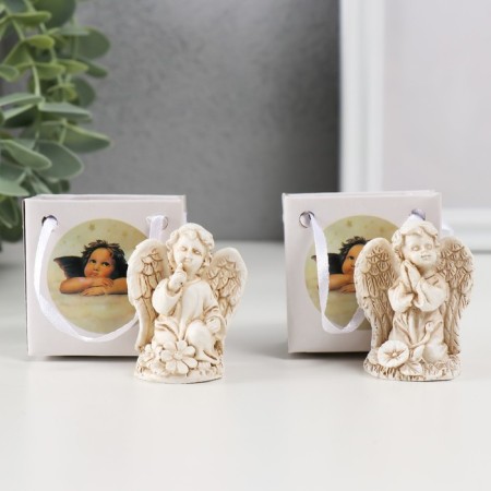 Souvenir Polystone "Angelka sits on flowers" MIX 3x4x4.5 cm-1