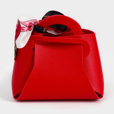 Leather gift handbag 13 x 12 x 5.5 cm red-2
