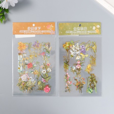 Stickers "Golden Flower Wooden" set 3 sheets mix 14.6x10.5 cm-2