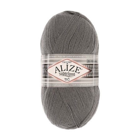 Yarn "Superlana Tig" 25% wool, 75% acrylic 570m/100g (87 coal-gray)-1