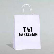 Пакет подарочный «Ты классный», 24 х 10,5 х 32 см, 1 шт