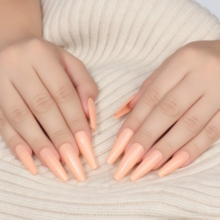 Patch nails, 100 pcs, shape of the ballerina, in the container, peach color-7