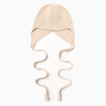 Women's cap with a rabbit hair, p. 56 cm, beige-4