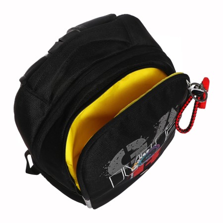 School backpack, 38 x 29 x 16 cm, Grizzly, ergonomic back, + keychain, black-8