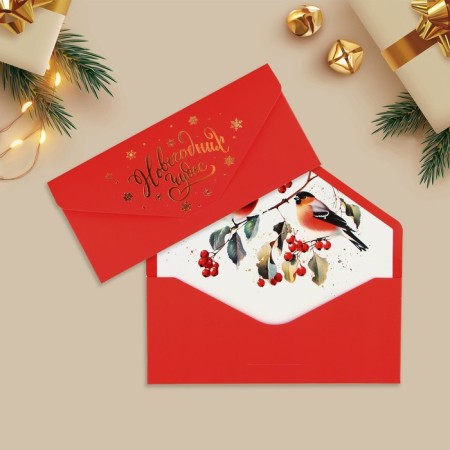 A set of gift envelopes “Happy New Year”, 8 pieces, software touch, embossing, 19 x 9.2 cm, New Year-11