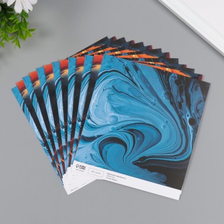 Scrapbooking paper bilateral "paint stains" density 180 grams set 10 pcs 15.5x17 cm 1071-1