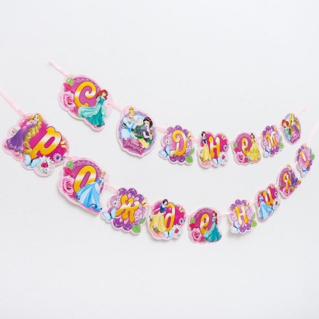 Garland on the tape "Happy Birthday!", Length 270 cm, princesses-1