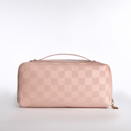 Cosmetic bag with a zipper, pink color-1