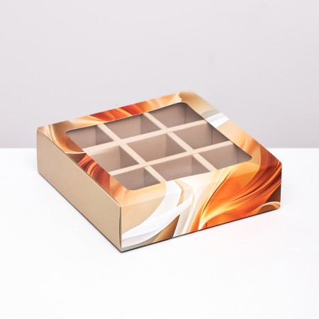Box for 9 sweets with a shell "coffee with milk", 13.7 x 13.7 x 3.5-1