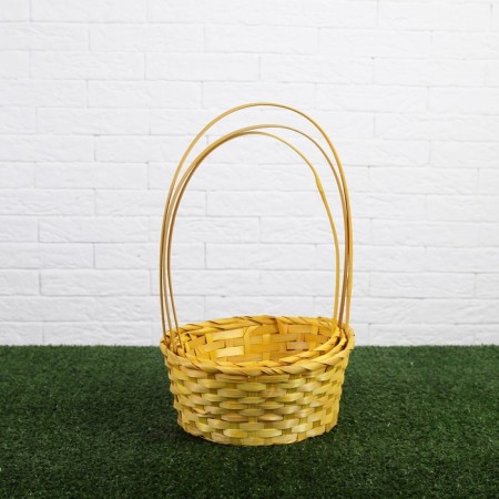 A set of baskets of woven, yellow, bamboo, 3 pcs.-1