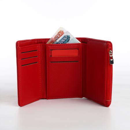 Women's wallet on magnet, red color-5
