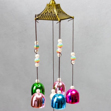 Wind Music Metal "Three Gold Elephants" 6 bells 55x8x8 cm-2
