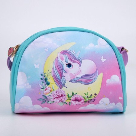 Children's Bag "Unicorn on the Moon", artificial leather, with a keychain, 18x15x2 cm-4