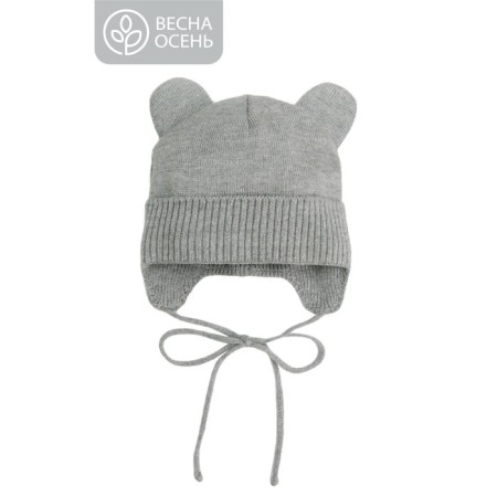 A cap on ties with ears Children's Amarobaby Pure Love Bear, with a lining, size 44-46 cm, color gray color-6