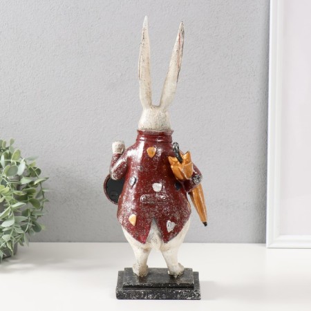 Polystone souvenir with a clock "Hare with an umbrella" 14x12x38.5 cm-2