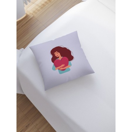 Decorative pillowcase "hugging heart", on a zipper, size 45x45 cm-1