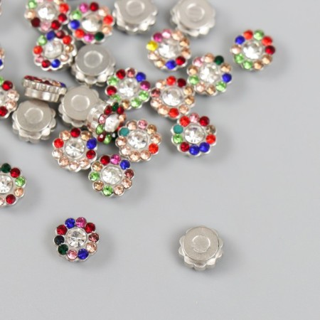 Decor for creativity plastic "Flower color crystals" set 30 pcs silver mix 0.8x0.8 cm 975092-2