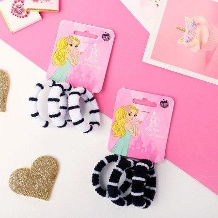 Hair elastic band "Mahrushka" (set 3 pcs) strip, 4 cm, mix