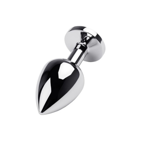 Anal plug Metal by Toyfa, metal, silver, with an emerald color crystal, 9.5 cm, d 4 cm-3