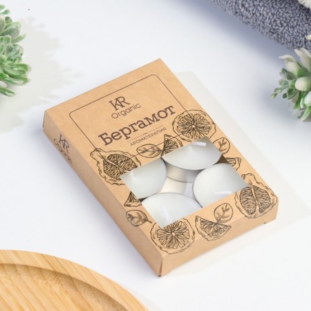 Aromatic tea candle 6 pcs in under the box, "bergamot"-3