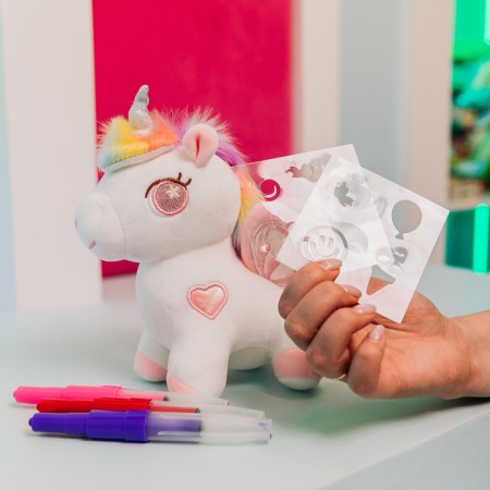 Soft toy "Unicorn", with felt -tip pens and stencils mix-10