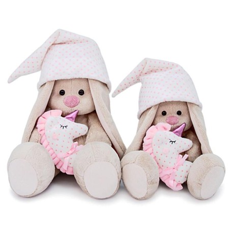 Soft toy "Bunny mi with a pink pillow - unicorn", 23 cm-4