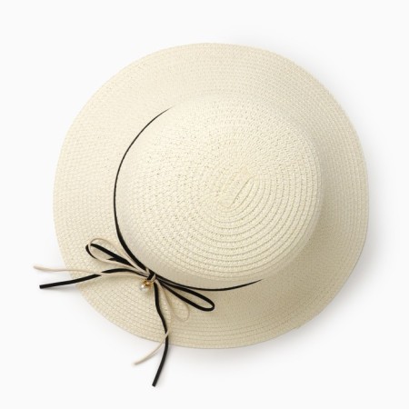 Women's hat with bowing minaku color white, rr 56-58-1