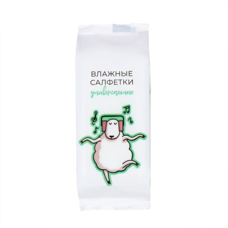 Wet napkins "Sheep" universal, with cotton, show box, 36 packages of 8 pcs-5