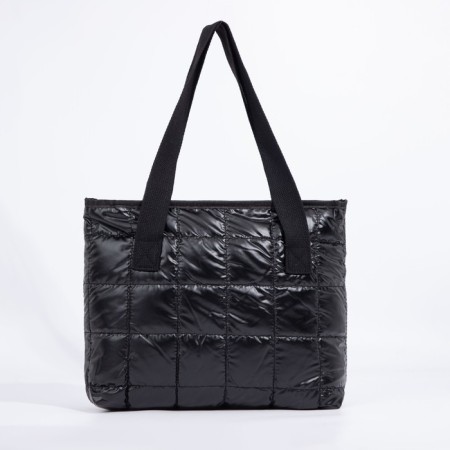 Soper bag with zipper, black color