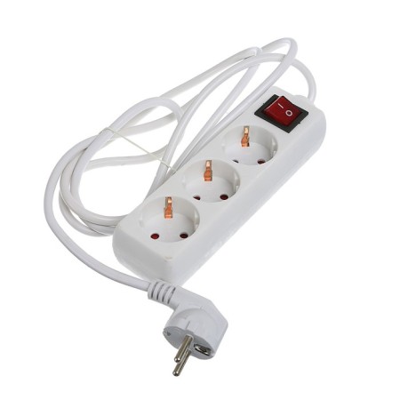 Luazon Lighting extension cord, 3 sockets, 1.8 m, 10 A, 2200 W, 3x1.5 mm2, with salary, with off.-1