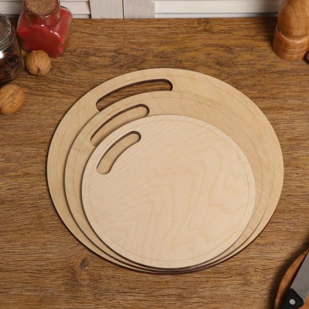 Set of boards of cutting double -sided, round, handle cut, 3 pieces