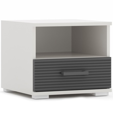 Covereign cabinet "City 67", 404 × 414 × 354 mm, white / black shag.
