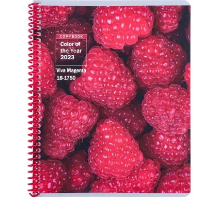 Notebook of 48 sheets in a cage on the crest Viva Magenta, cover coated cardboard, Soft Touch, mix-2