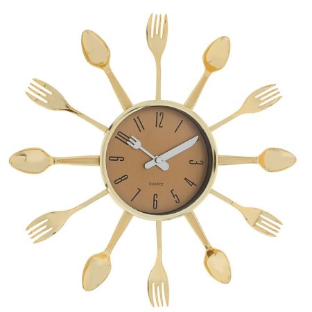 Wall clock, series: kitchen, "forks, spoons, cooks", smooth move, d-12 cm, 33 x 33 cm
