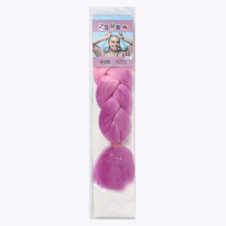 Zumba Kanecalon is two-tone, corrugated, 60 cm, 100 g, light pink/light purple color (#by39)-7