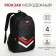 Youth backpack with lightning, 4 pockets, black/red color