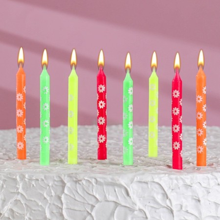Candles for the cake "Chamomile", 7 cm, classic, 8 pcs