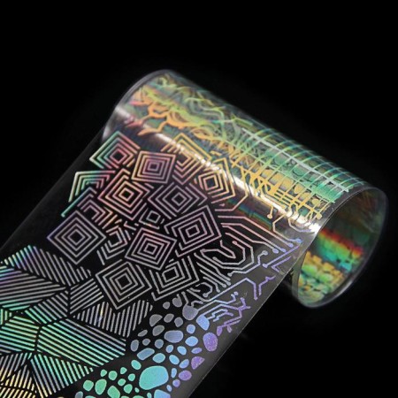 Translated foil for decor "Abstraction", 4 × 50 cm, in a plastic case, color holographic silver