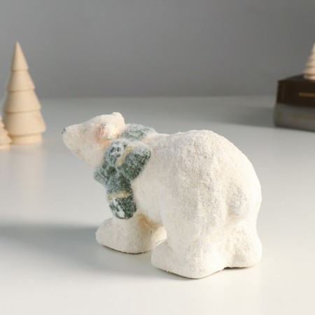 Souvenir Ceramics "White Bear in Green Charf" 16.5x7.5x10 cm-3