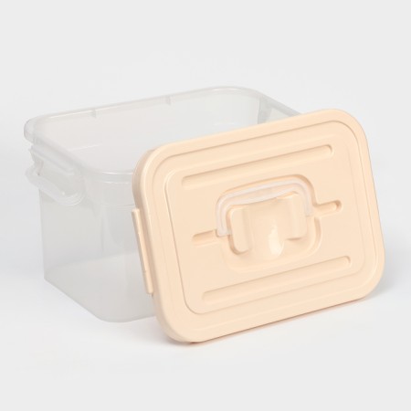 Storage container with a lid of a share, 6.5 l, 31 × 20 × 18 cm, beige color-2