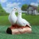 Garden figure "Pigeon steam on the pipe" 21x22cm