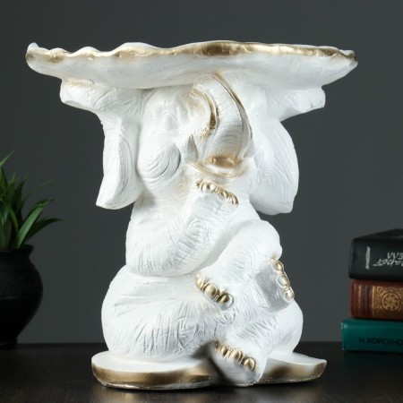 Pigger "Elephant sitting with a leaf" White gold, 28x29x29cm